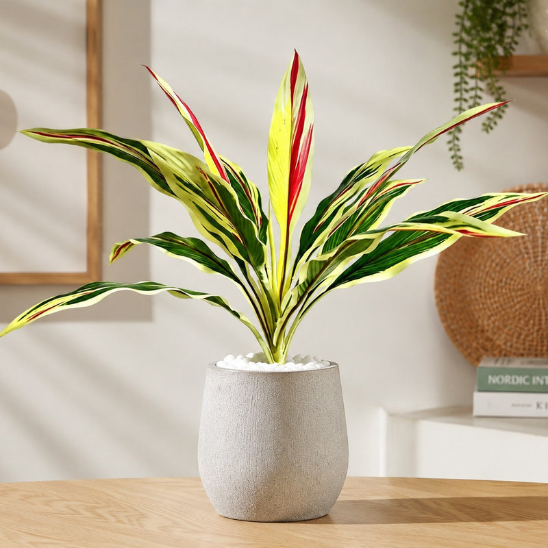 Artificial Fern & Caladium Bush, 22" Realistic Faux Greenery for Home Decor, Weddings & Events, Indoor/Outdoor Use