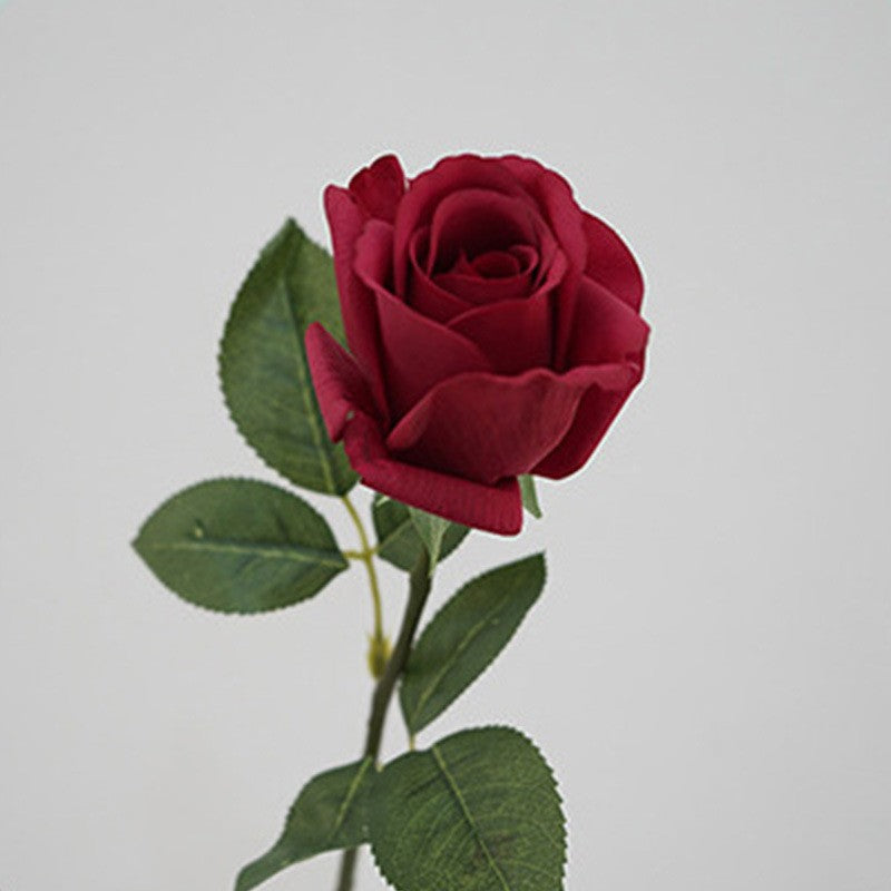 19" Single Stem Faux Silk Rose, Realistic Artificial Flower for Home Decor, Weddings & Events