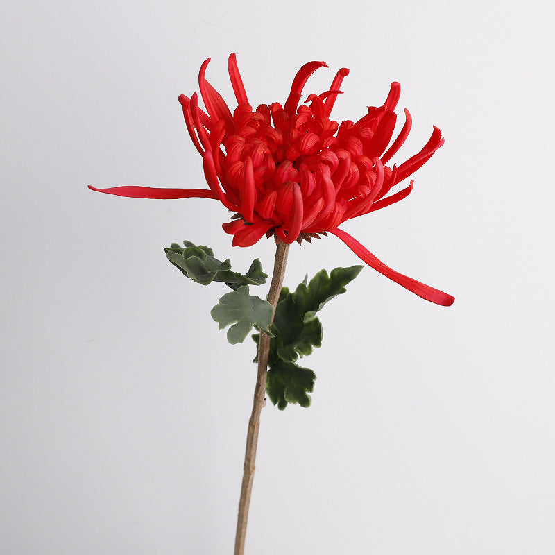 Artificial Chrysanthemum Single Stem, Realistic PU Flower for Home Decor, Weddings & Events, 28" Tall with 8" Bloom