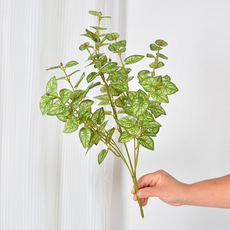 Artificial Caladium Leaf Bush, 7" Height, Silk-Like Fabric, Indoor/Outdoor Decor for Home, Office, Events
