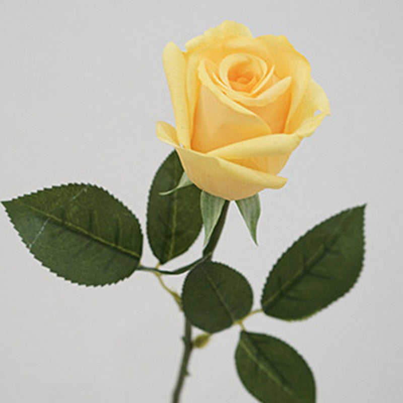 19" Single Stem Faux Silk Rose, Realistic Artificial Flower for Home Decor, Weddings & Events