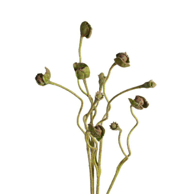 Artificial Poppy Bush with Pods, Faux Silk Fabric Poppy Stem for Vase Arrangements, Wedding & Home Decor, Indoor Outdoor