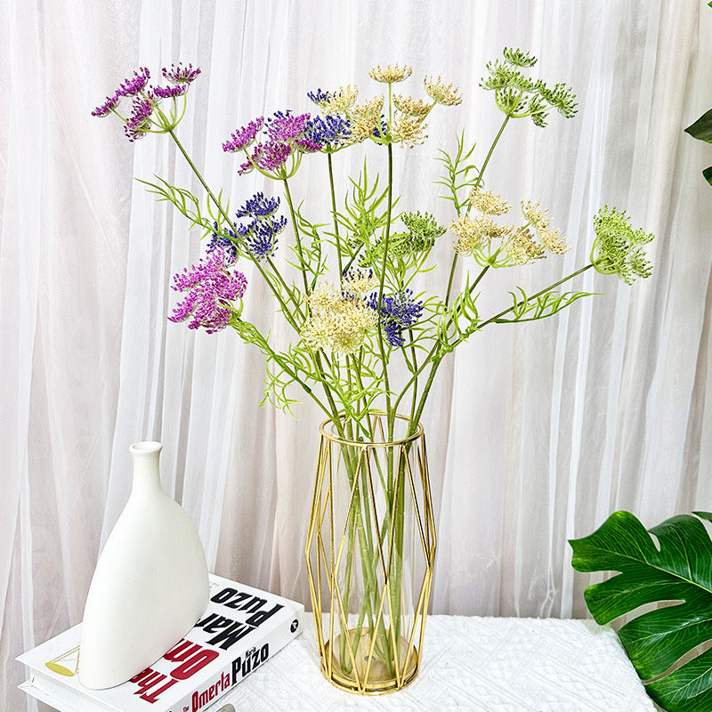 Artificial Lace Flower Stem, 30" Single Stem with 24 Blooms, Realistic Plastic Floral for Wedding Decor & Home Arrangements
