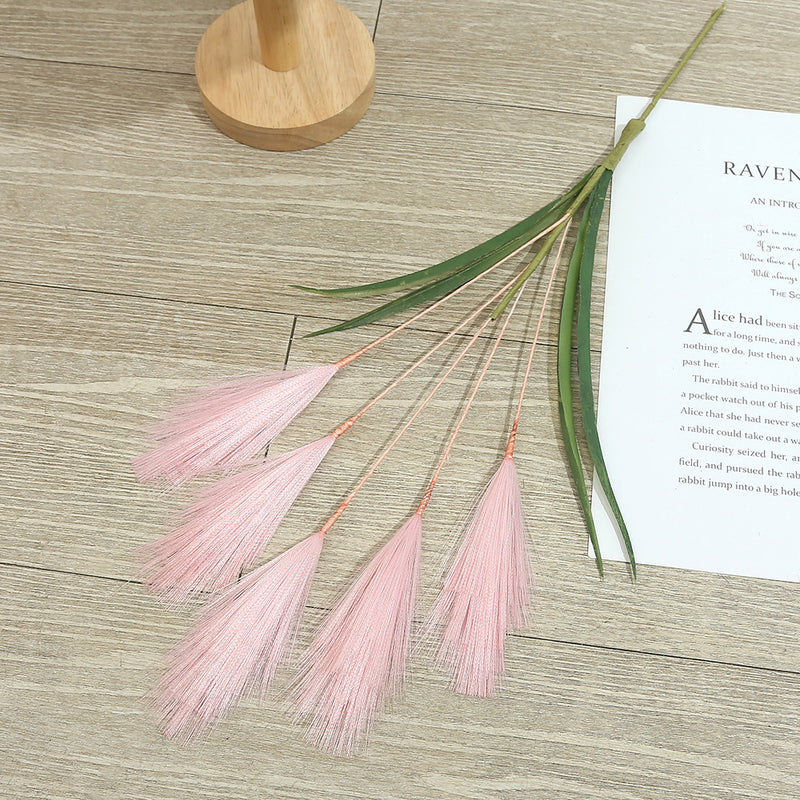 20" Artificial Pampas Grass Single Stem, Faux Silk Feather Reed for Wedding Decor & Modern Home Styling