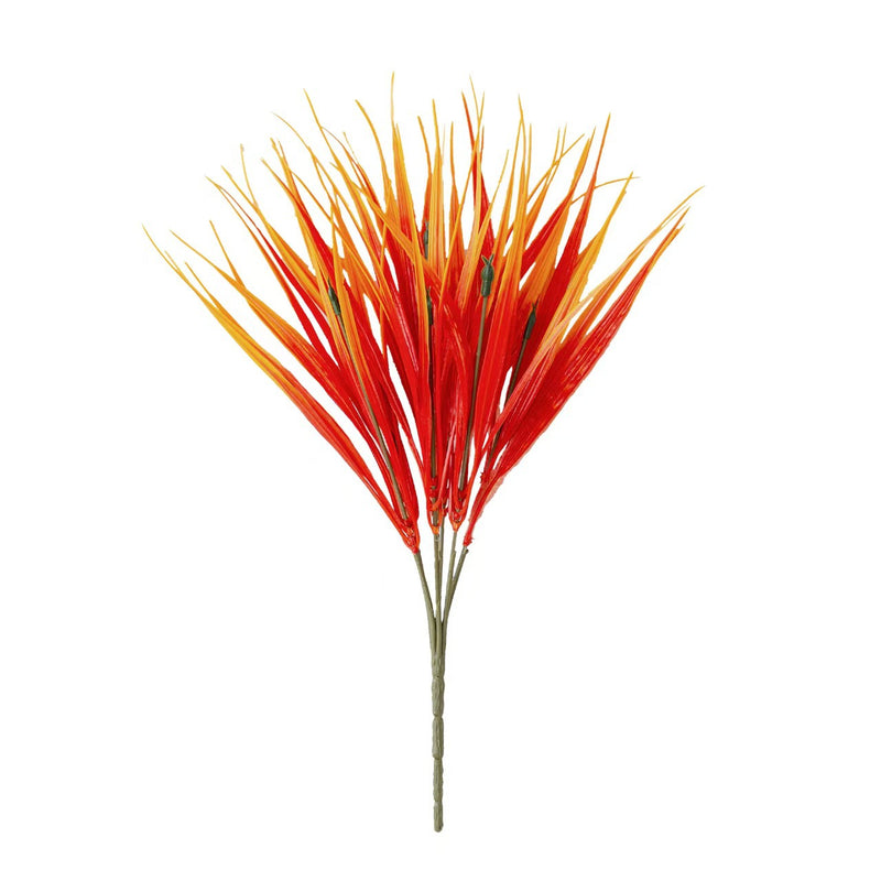 Artificial Spring Grass Bush, Set of 5 Faux Wheat Grass Stems with 7 Branches, Plastic Greenery for Wedding, Outdoor & Home Decor