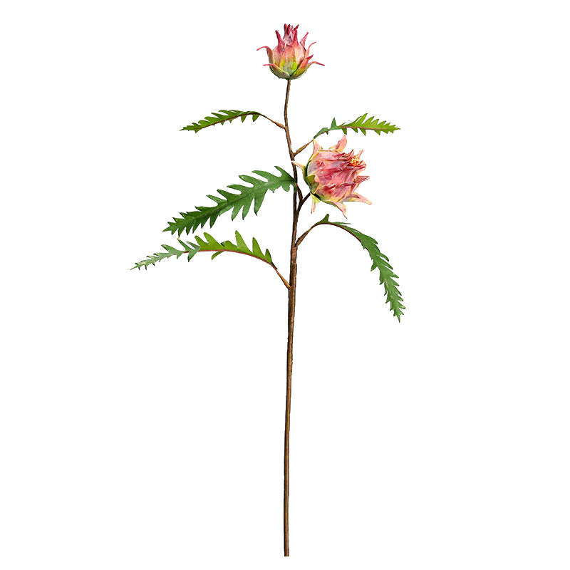 Artificial Milk Thistle Stem with 2 Blooms, 23" Tall Faux Botanical for Home Decor, Wedding Centerpieces & Commercial Displays