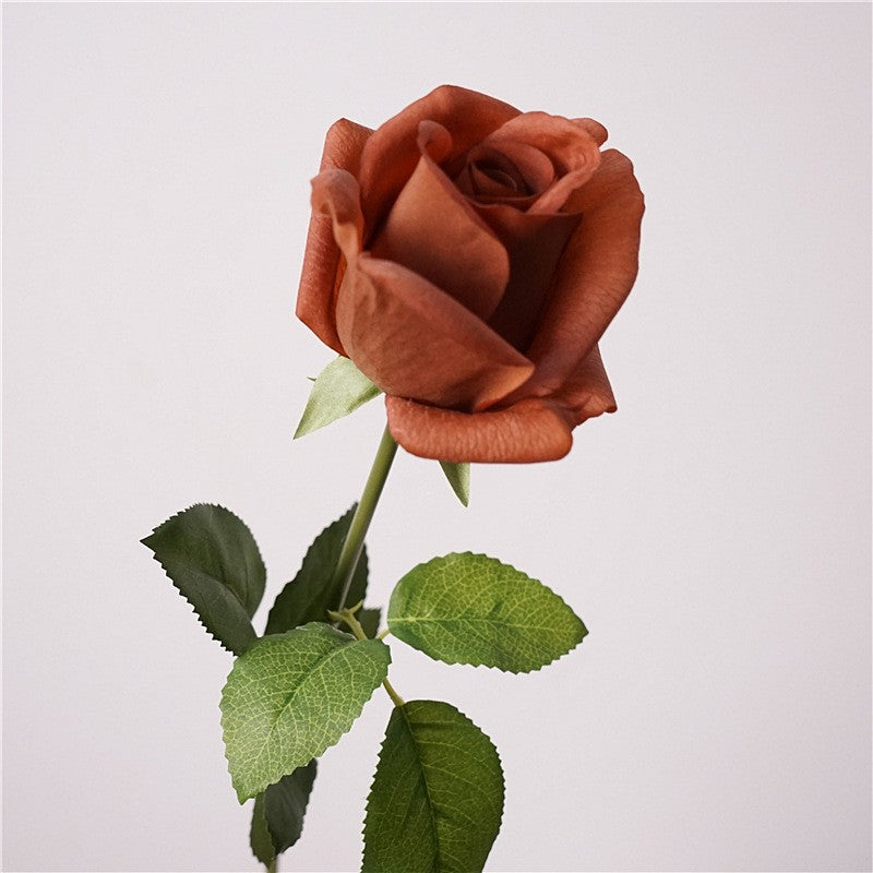 19" Single Stem Faux Silk Rose, Realistic Artificial Flower for Home Decor, Weddings & Events