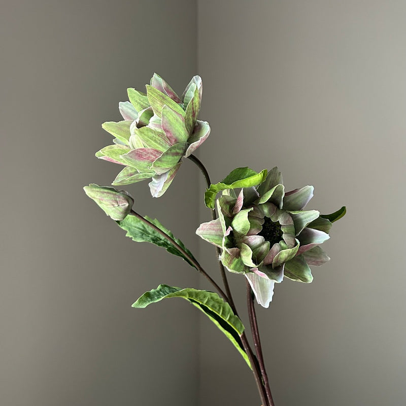Artificial Thistle & Bromeliad Flower Stem, Single Stem with 2 Blooms, 26" Long for Wedding Centerpieces & Home Decor