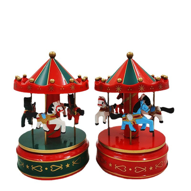 Bulk Christmas Carousel Music Box with 4 Moving Horses Children's Toys for Festival Ornaments Wholesale
