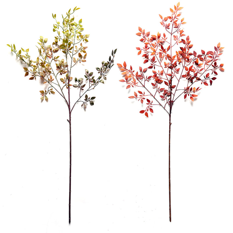 Artificial Nandina Stem, Faux Heavenly Bamboo Berry Branch in Orange, Autumn or Green, Vase Filler for Wedding & Home Decor