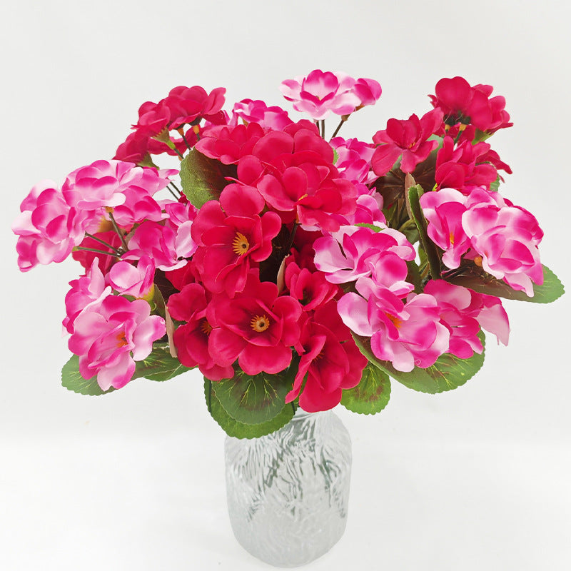 Artificial Geranium Bush with 5 Blooms, 13.4" Faux Silk Flowers for Indoor Outdoor Decor, Wedding Centerpieces, Table Arrangements