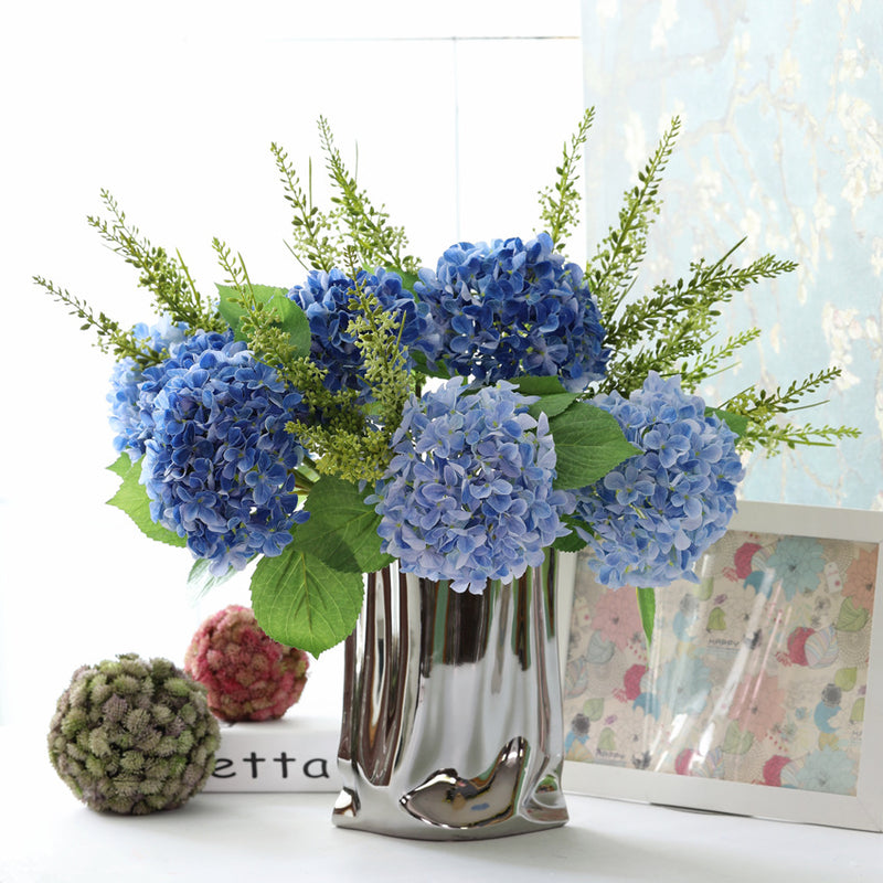 Bouquets de fleurs d'hortensia en vrac de 18 pouces Fleurs d'hortensia en soie en gros 