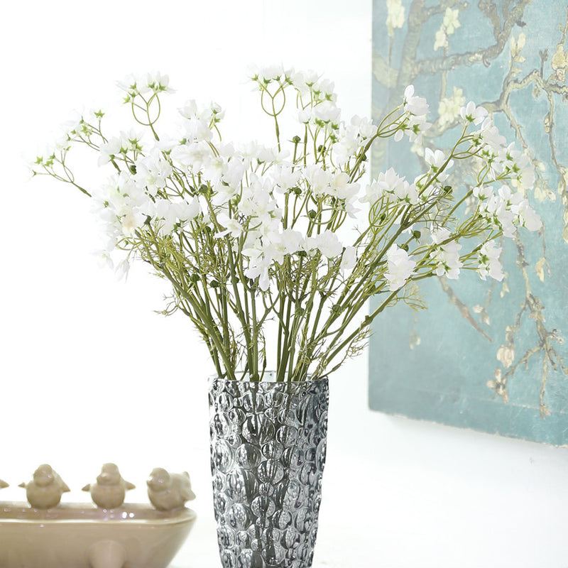 Artificial Larkspur Bush, 22" Tall Faux Flower Stems, Realistic Plastic Greenery for Home Decor, Weddings & Events