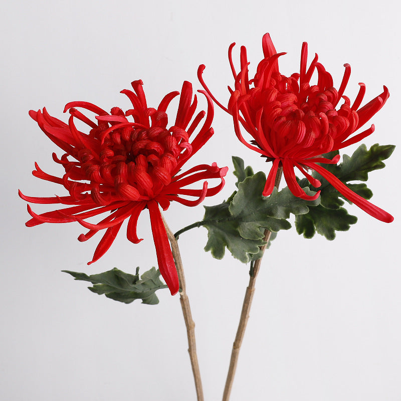 Artificial Chrysanthemum Single Stem, Realistic PU Flower for Home Decor, Weddings & Events, 28" Tall with 8" Bloom