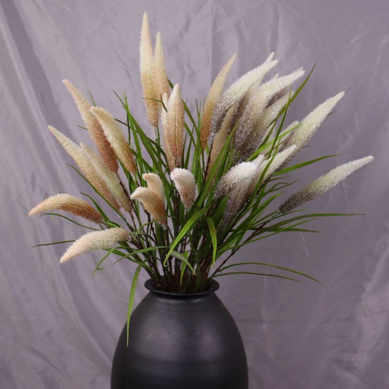 Artificial Reed Grass Bush, 40" Tall Faux Pampas Grass Decor, Realistic Hand-Flocked Stems for Wedding Centerpieces & Home Decor