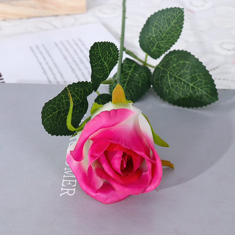 Artificial Rose Single Stem, Faux Silk Snow Mountain Rose with Bendable Stem, Wedding Bouquet & Home Decor