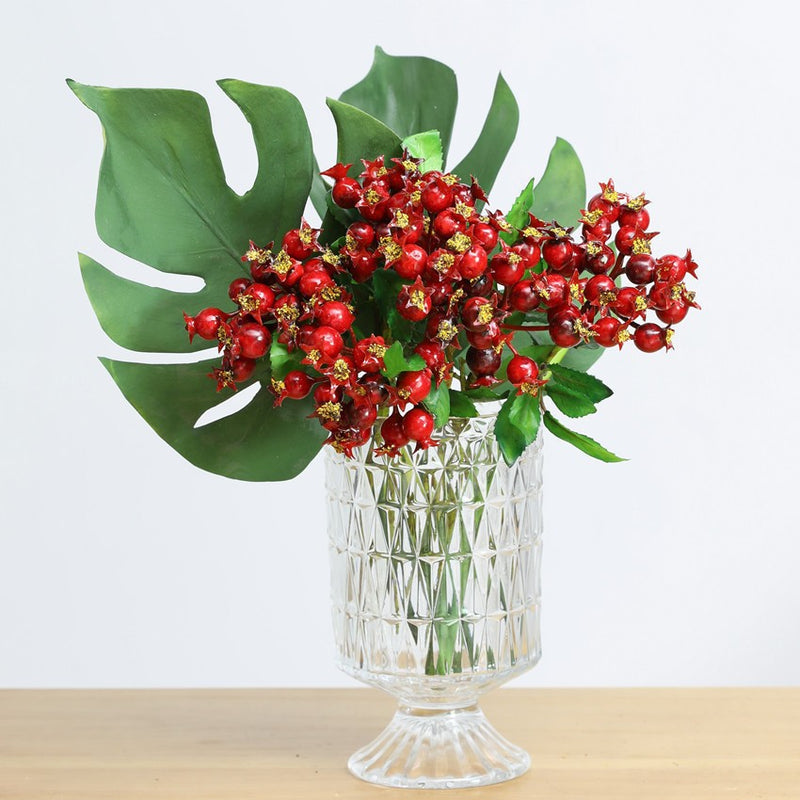Artificial Pomegranate Fruit Bush with 14 Blooms, 10" Length, Plastic, Indoor/Outdoor Decor
