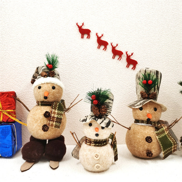 Bulk Xmas Snowman Doll with Sleigh Scarf Hat Felt Ornaments Gifts Wholesale
