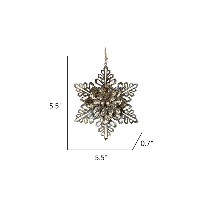 Bulk Christmas Ornaments Wood Hollow-out Snowflake with Pine Cone Xmas Tree Hanging Decorations Wholesale