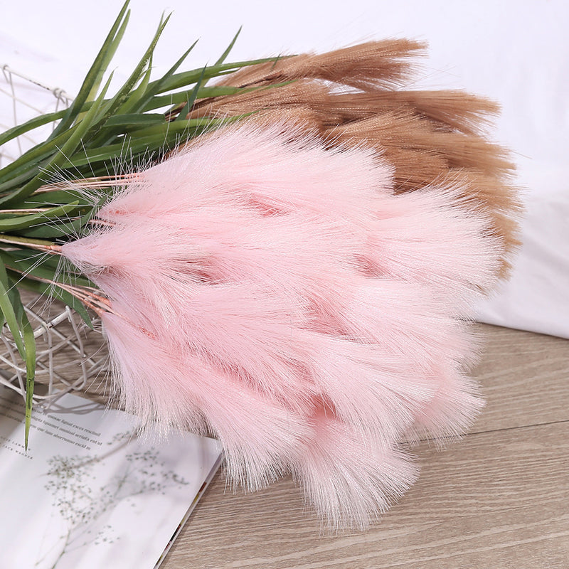 20" Artificial Pampas Grass Single Stem, Faux Silk Feather Reed for Wedding Decor & Modern Home Styling