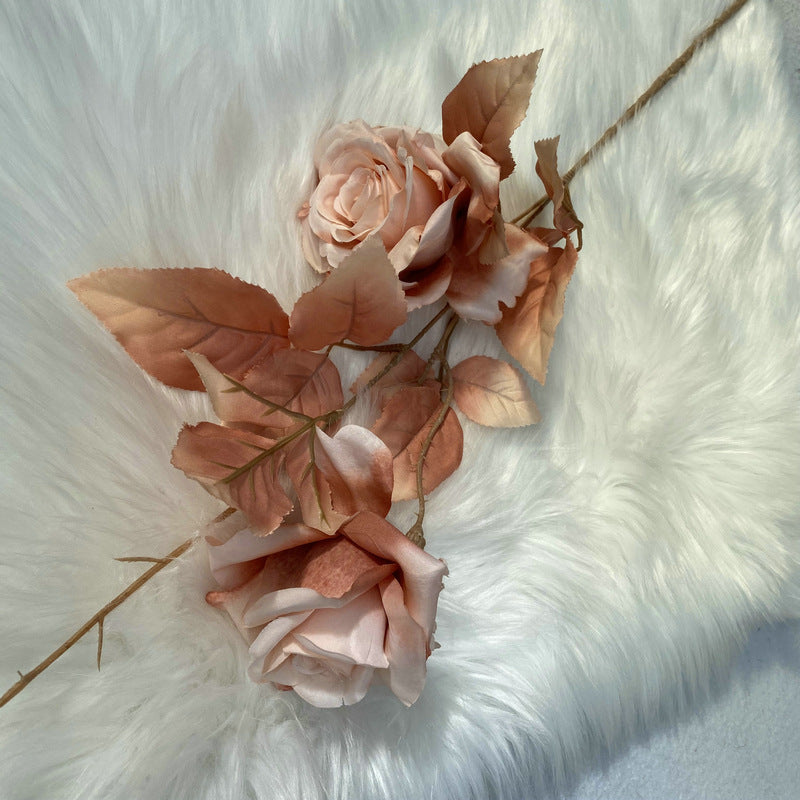 Artificial Alice Rose Stem, Single Stem with 2 Blooms, 31" Long, Silk-Like Fabric, for Weddings & Home Decor