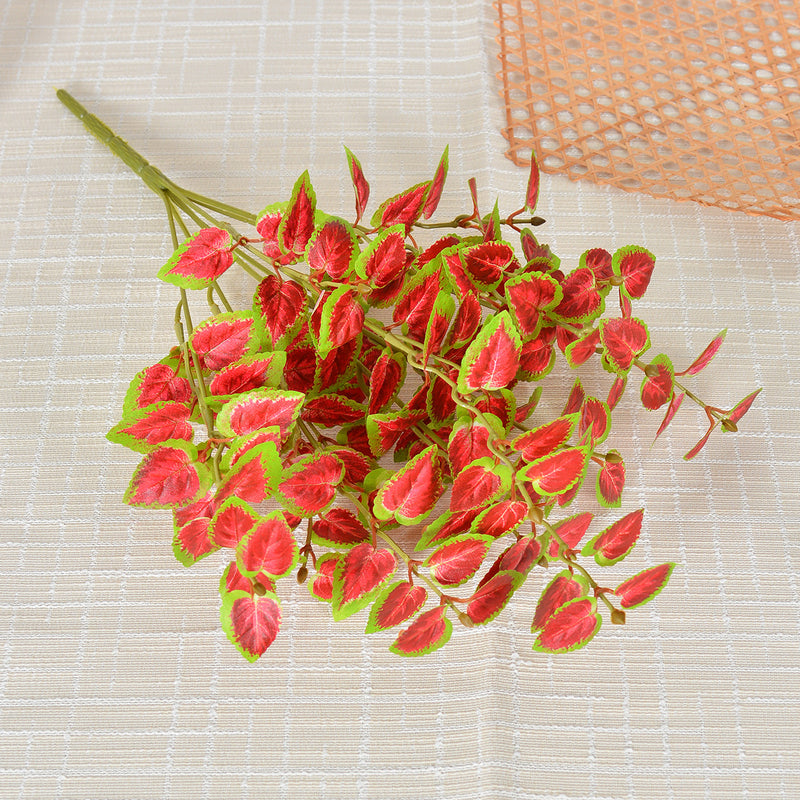 Artificial Caladium Leaf Bush, 7" Height, Silk-Like Fabric, Indoor/Outdoor Decor for Home, Office, Events