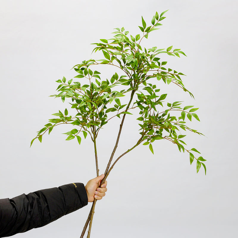 Artificial Nandina Stem, 43" Faux Silk Nandina Leaf Branch for Home Decor, Wedding Centerpieces & Commercial Displays, Single Stem with Bendable Stalk