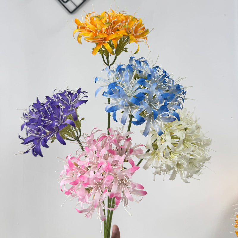26" Faux Silk Lycoris Flower Bush, Retro Style, Perfect for Weddings, Events, and Home Decor