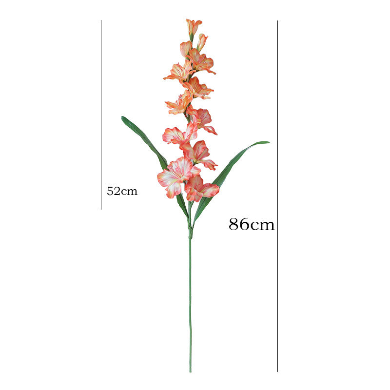 Single Stem Faux Silk Gladiolus, 34" Tall with 12 Blooms, Modern Floral Arrangement for Home Decor, Weddings & Events
