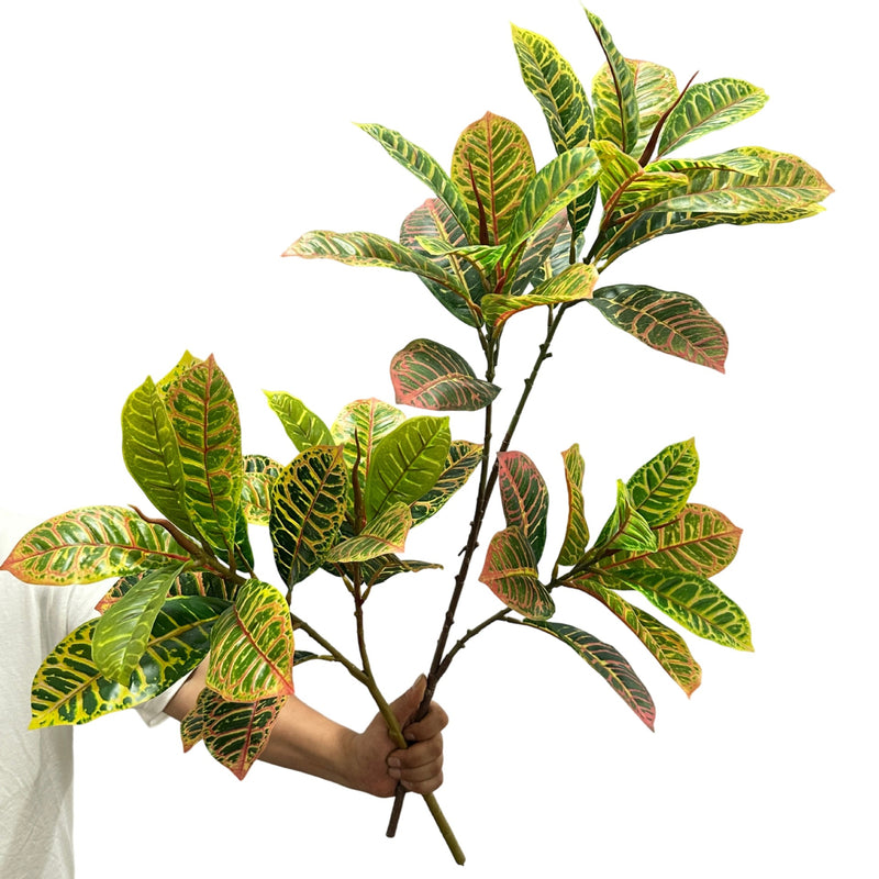 Artificial Croton Bush, 25" Tall, Plastic, Indoor/Outdoor Decor, Wedding, Office, Home Styling