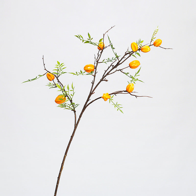Artificial Starfruit Branch, Single Stem with Fruit and Leaves, Perfect for Home Decor and Floral Arrangements