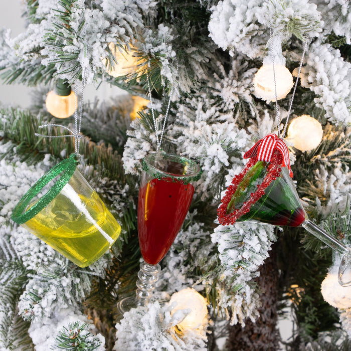 Bulk Christmas Ornaments Wine Glass Hanging Decorations for Xmas Party Decor Wholesale