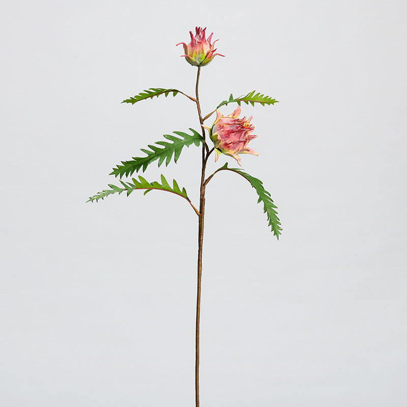 Artificial Milk Thistle Stem with 2 Blooms, 23" Tall Faux Botanical for Home Decor, Wedding Centerpieces & Commercial Displays