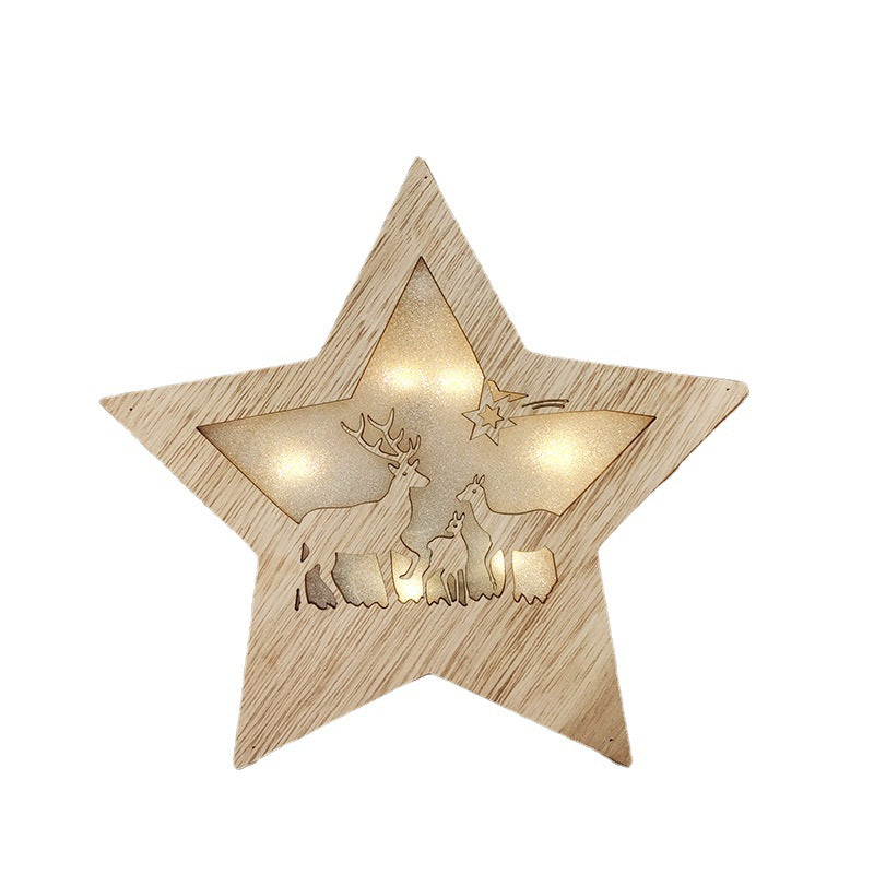 Bulk LED Star with Hollow-out Elk Snowman Hanging Ornaments Wholesale