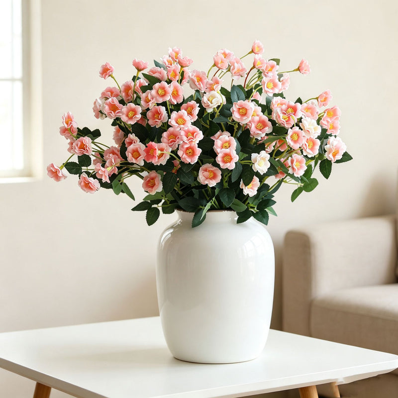 Artificial Rose Bush, 15" Silk Flower Bouquet for Wedding Decor, Home Styling, and Event Arrangements, Allergy-Free & Pet-Safe
