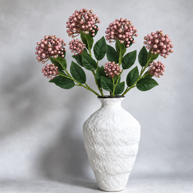 Artificial Hydrangea Berry Bush with Leaves, Faux Wild Fruit Floral Pick for Vase Arrangements, DIY Wedding & Home Decor