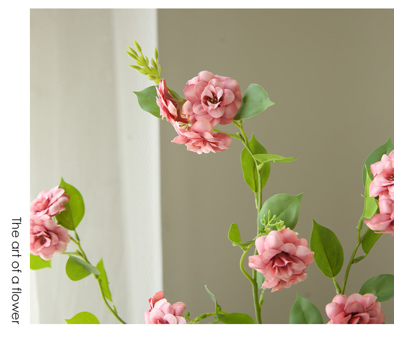 Artificial Camellia Silk Flower, Single Stem with 17 Blooms, 34" Long, Indoor Décor for Home, Office, or Events