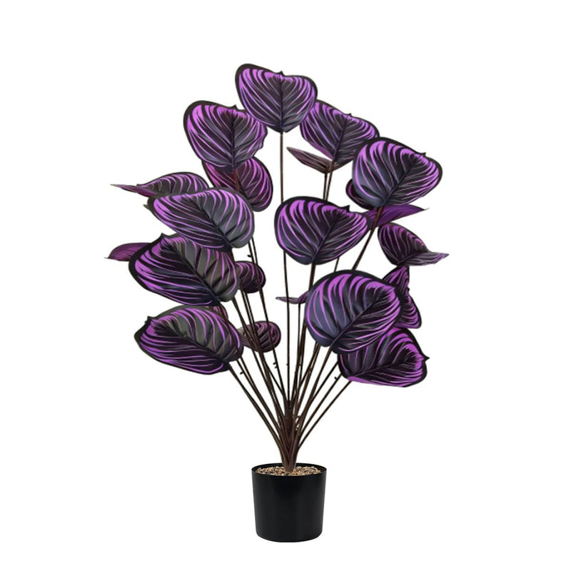 Artificial Violet Bush with 24 Blooms, 33.5" Tall Bendable Stems, PE/PVC for Indoor & Outdoor Decor, Wedding, Office, Events