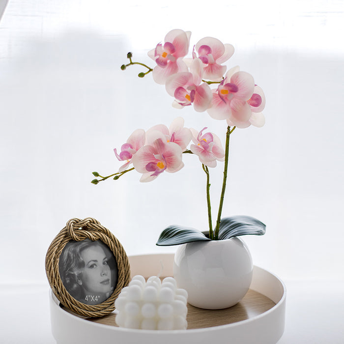 Bonsai de flores de orquídeas artificiales de 13 "a granel con maceta al por mayor