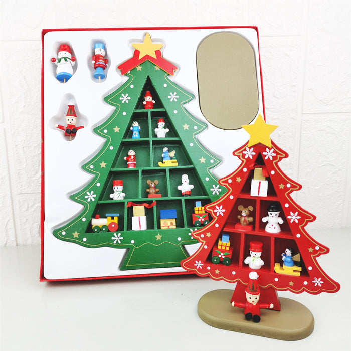 Bulk Plaid Xmas Tree with Dolls Ornaments Sets for Home Desktop Decor Wholesale