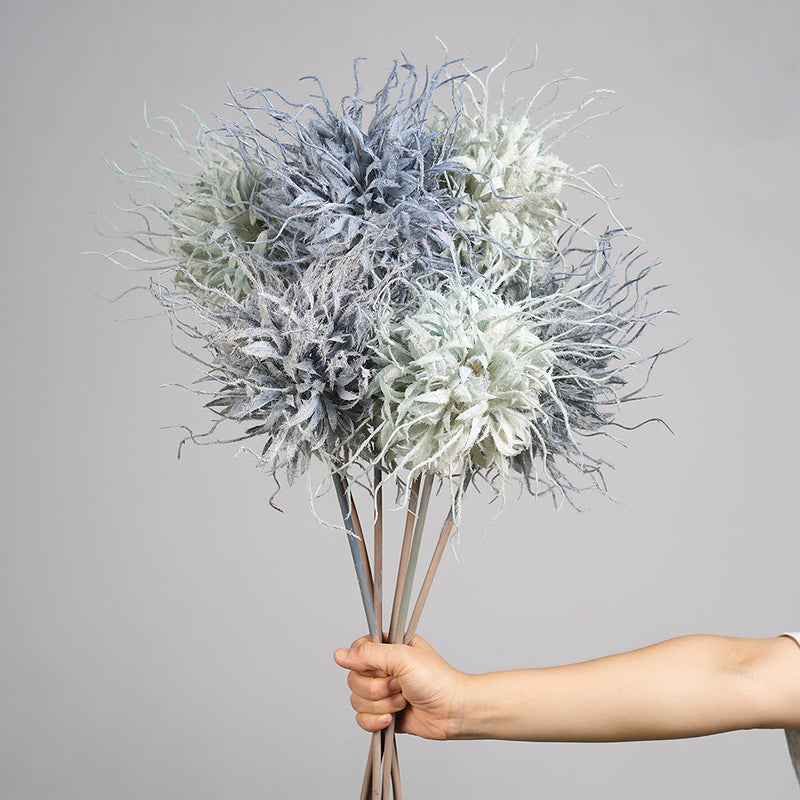 Artificial Lightning Ball Flower Stem, 10" Bloom on 30" Single Stem, Faux Silk Floral for Weddings, Home & Event Decor