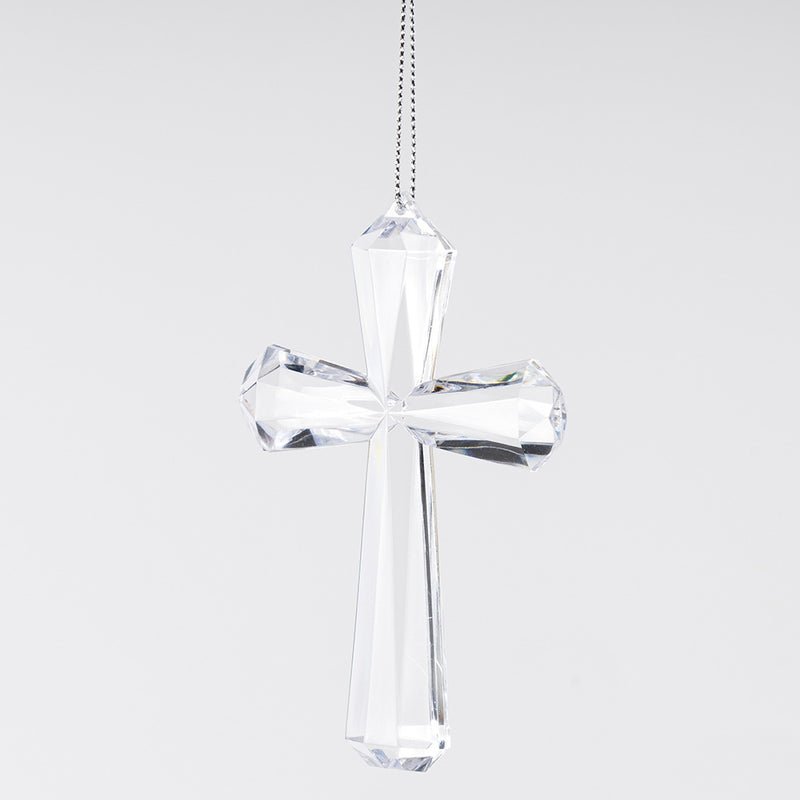 Bulk Christmas Ornaments Acrylic Transparent Cross Hanging Pendant Decoration for Xmas Party Decor Wholesale