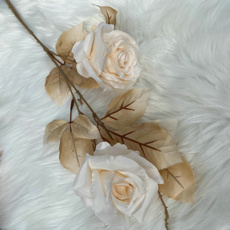 Artificial Alice Rose Stem, Single Stem with 2 Blooms, 31" Long, Silk-Like Fabric, for Weddings & Home Decor