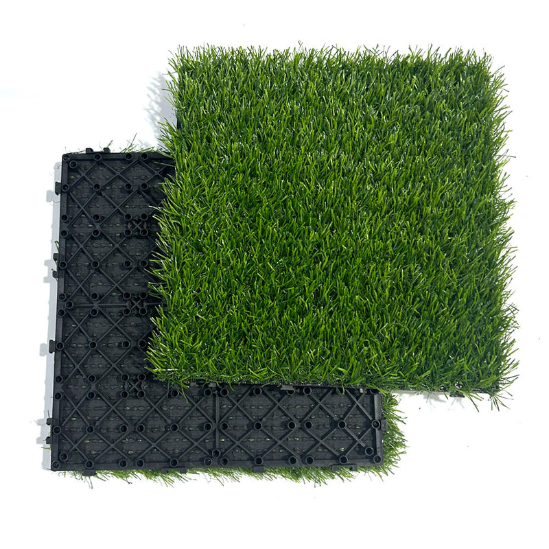 Artificial Grass Mat Set of 2, Interlocking Fake Grass Turf Tiles for Dog Potty Area, Patio & Backyard