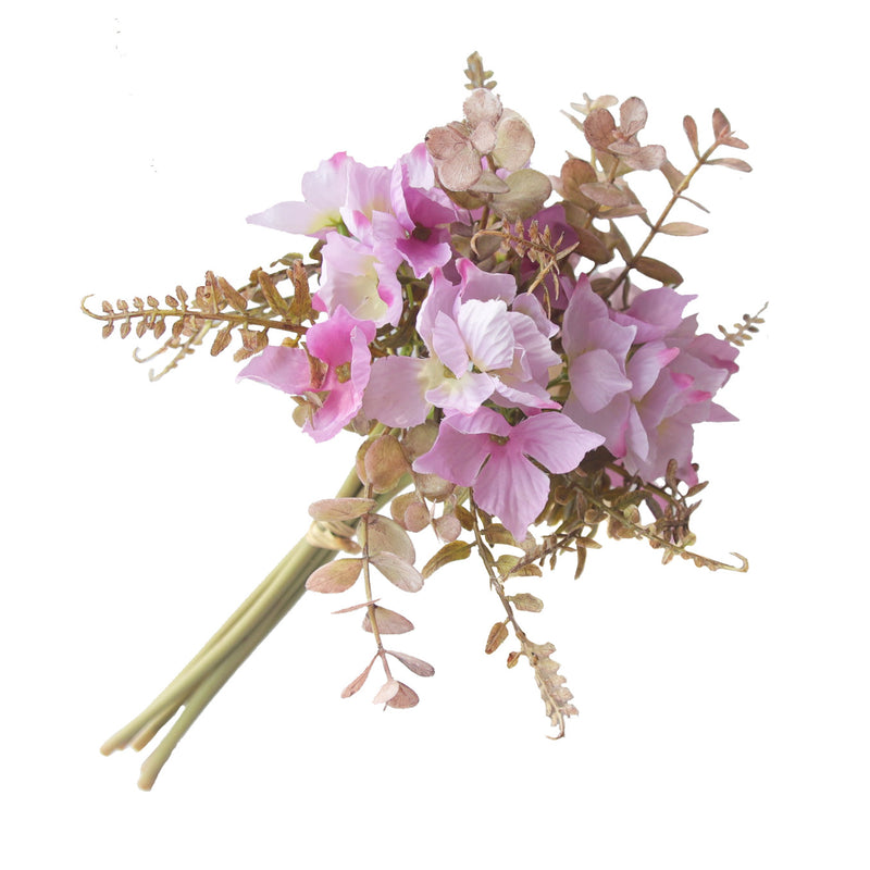 Artificial Hydrangea & Eucalyptus Bouquet, 13" Rustic Farmhouse Floral Arrangement for Weddings, Home Decor, Centerpieces