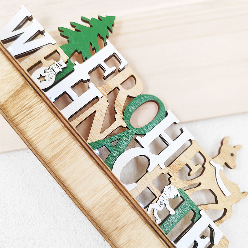 Ornements de lettres de Noël allemands en vrac pour décorations de table en bois phosphorescentes en gros