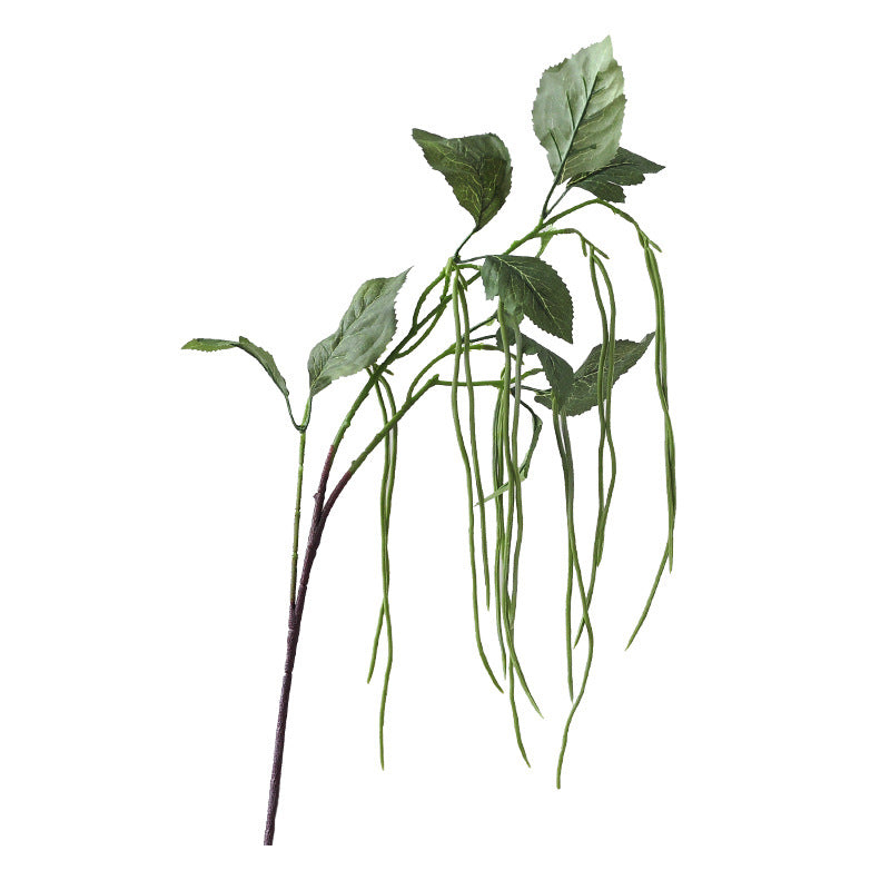 Artificial Green Bean Vine Stem, 37" Long Faux Foliage for Home Decor, Weddings & Events, Set of 15 Realistic Leaves