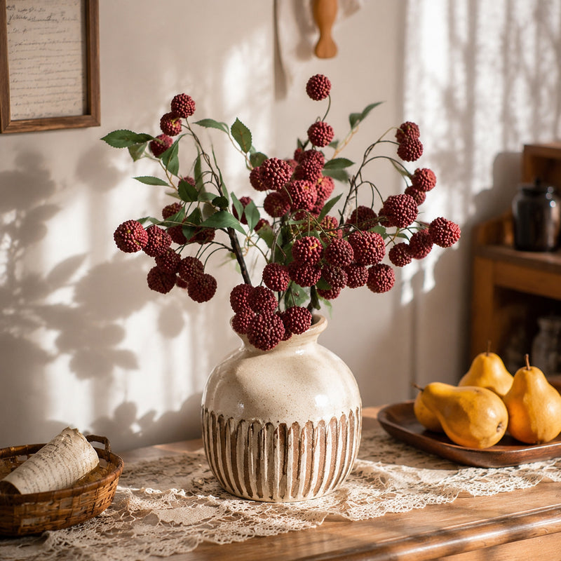 Artificial Lychee Fruit Branch Bush, 22 Inches, Rustic Home Decor, Window Display