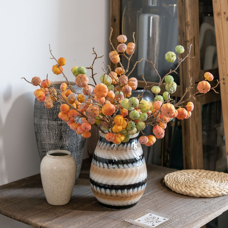 Single Stem Artificial Pumpkin Vine, 22" Length, 12 Pumpkins, Foam Material, for Home Decor, Weddings, and Events