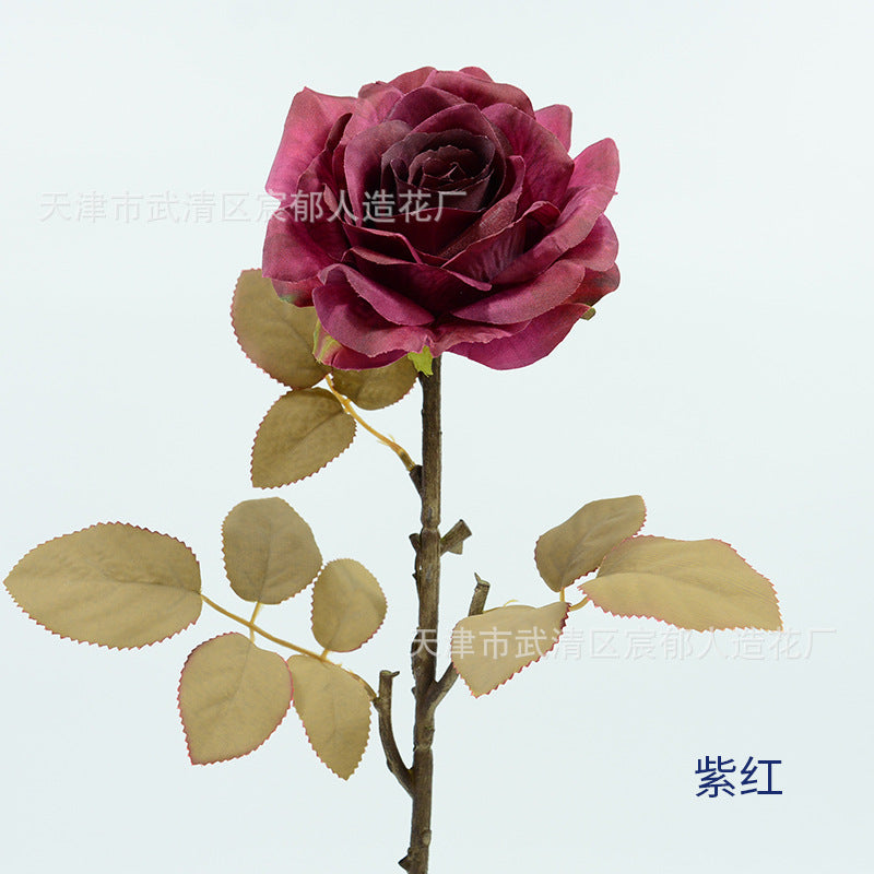 3 Stem Faux Silk Rose, 12" Flower Head, 19" Overall Length, Perfect for Weddings, Home Decor, and Events